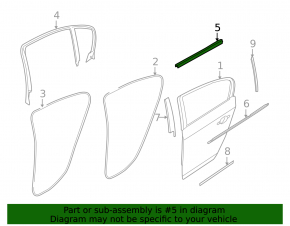 Door glass seal inner rear left BMW 3 F30 4d 12-18