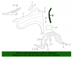 Wing seal door-wing right Lexus RX350 RX450h 10-15
