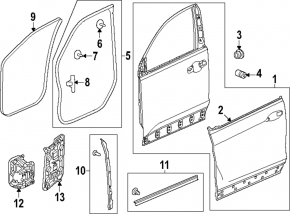 Bare front right door for Honda Pilot 23-25