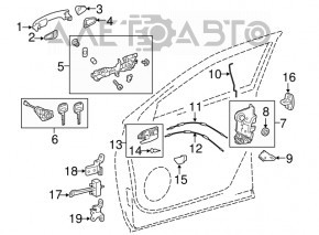 Front right door handle mechanism Toyota Highlander 14-19