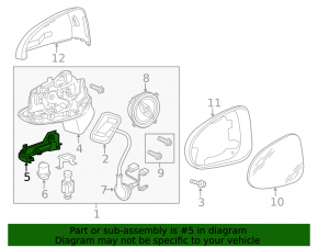 Right turn signal mirror VW Touareg 11-17