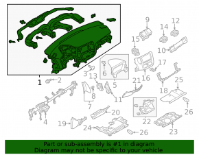 Mitsubishi Outlander 14-22 front dashboard without airbag
