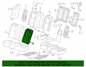 Rear row of seats, 2nd row, upper part, left, Honda Accord 19-22, light gray leather, heated, perforated