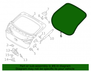 Rubber seal for the tailgate Hyundai Ioniq 17-22