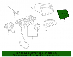 Left mirror element for Mercedes GLS-class X166 13-19, heated