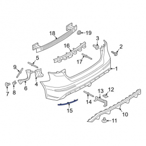 Rear bumper reflector right Ford Focus mk3 16-18 RS, 5d