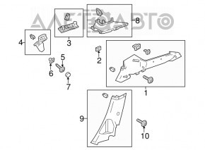 Rear pillar trim upper front left Ford Focus mk3 11-18 5d gray