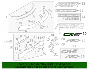 Emblem inscription CX5 trunk door Mazda CX-5 20-25