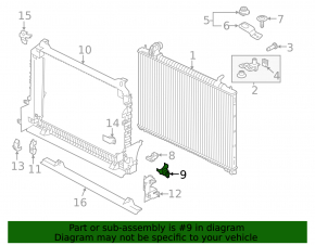 Radiator bracket lower left Jaguar F-Pace X761 17- with seal