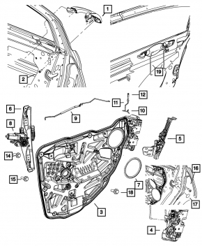 Door handle outer rear left Chrysler 200 11-14