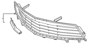 Lower grille of the front bumper Chevrolet Camaro 16-LT missing fragment, tears, filed