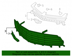Lower grille of the front bumper Chevrolet Camaro 16-LT missing fragment, tears, filed