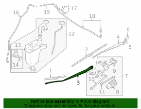 Wiper arm right Nissan Versa Note 13-17