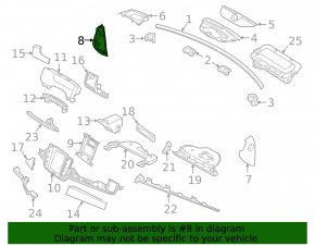 Front panel trim side left Volvo V90 17-22 usa black