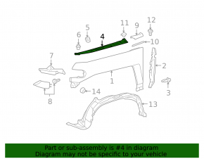 Right hood-wing seal for Toyota FJ Cruiser 2007-2014