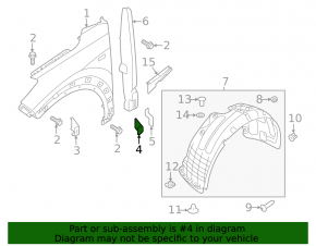 Front right center wing bracket Hyundai Tucson 16-21