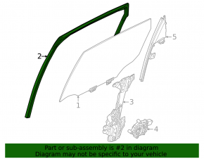 Rear left glass seal Nissan Murano 25-26