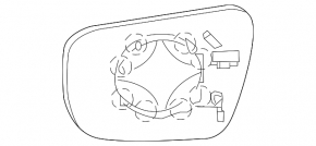 Right mirror element for Nissan Murano z52 15-23