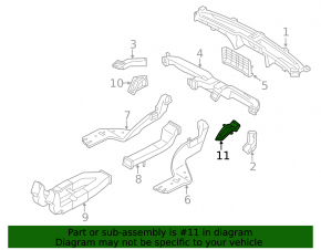 Hyundai Sonata 11-15 center left air duct deflector, black