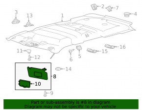 Left visor Ford Explorer 11-15 black, without backlight, without hook, without plug