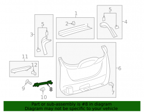 Inner tailgate handle Ford Escape MK3 13-19 2 parts black, worn