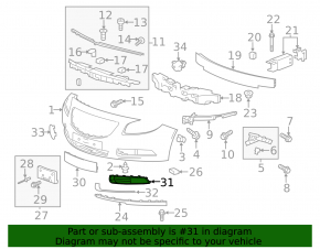 Right front bumper grille for Buick Regal 11-13, under fog lights, under molding