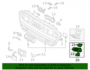 Front bumper grille right Audi A7 19-25 S-line, dark chrome