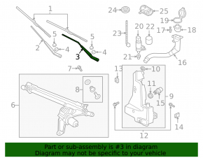 Left windshield wiper arm for Audi E-Tron 19-23