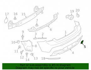 Rear bumper tow hook cap left BMW 2 F22 2014-21. with m package