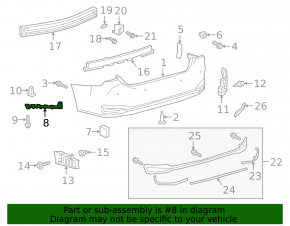 Right rear bumper mount for Lexus ES 19-26