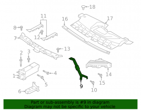 Radiator grille bar right Infiniti QX50 19-20
