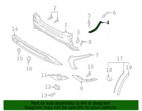 Front bumper molding, chrome, upper right, Mitsubishi Outlander 16-22 rest.