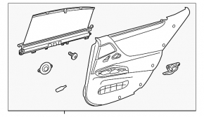 Door trim panel, rear right, ES250 ES300h ES350 19-26, black leather