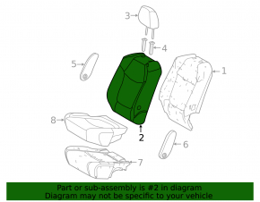 Rear seat, 2nd row, right, Toyota Sienna 21-22, without airbag, manual, gray fabric, 8 seats, dry cleanable