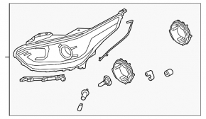 Headlight front left bare Kia Forte 19-21 halogen + LED DRL with bracket