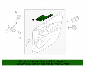 Front right window lifter control trim Hyundai Kona 18-23