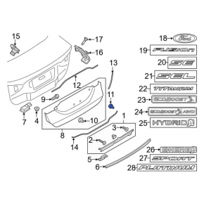 Boot lid bumper left Ford Fusion mk5 13- on body OEM