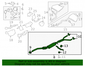 Exhaust manifold center section Land Rover Range Rover Velar 18-20 2.0T