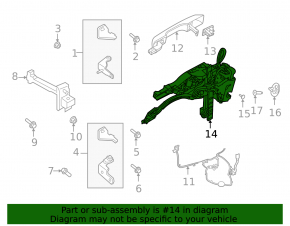 Ford Bronco Sport 21-25 front right door lock for keyless with mechanism and guide