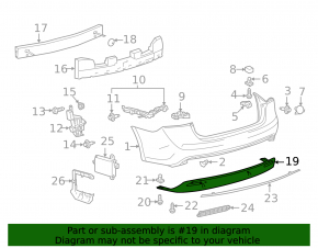 Rear bumper lip Toyota Avalon 13-18 3.5 for 2 pipes, structure, rubbed, torn, pressed
