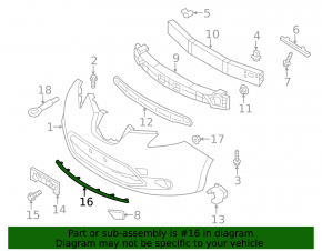 Molding chrome front bumper Nissan Leaf 13-17
