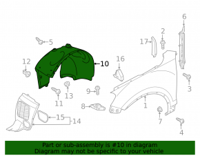 Mudguard front left VW Touareg 11-17 rear part