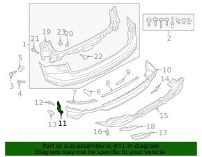 Lower left rear bumper adapter bracket for Audi Q3 83A 19-25 S-Line