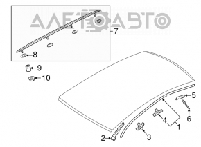 Roof and vent molding left Audi Q5 8R 09-17 black gloss