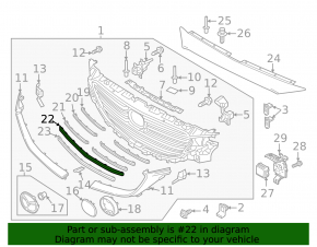 Radiator grille element Mazda CX-9 16-23 4th from the top, black