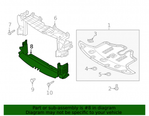 Lower radiator deflector Kia Sorento 19-20 2.4, 3.3