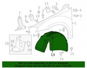 Mudguard front left rear part VW Golf 15-17