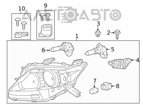 Headlight front left bare Lexus RX350 RX450h 13-15 rest halogen