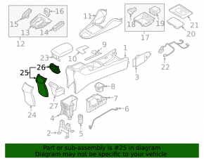 Rear center console trim for Hyundai Ioniq 17-19 HEV, black, under the deflector