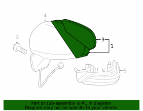 Left side mirror assembly, heated, for Toyota Prius 30 10-15